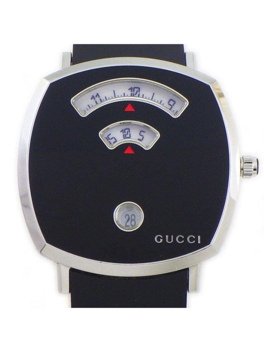 Gucci Watch Grip 157.3 Date White Dial Black Pvd SS Quartz Analog